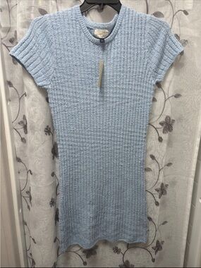Universal Thread Light Blue Ribbed Knit Midi Dress